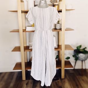 Striped Romper Jumpsuit w/ Open Back and Ruffles